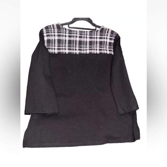 Joseph Ribkoff Black Drop Shoulder 3/4 Sleeves Top Size 10, Plaid Pockets - Picture 3 of 7